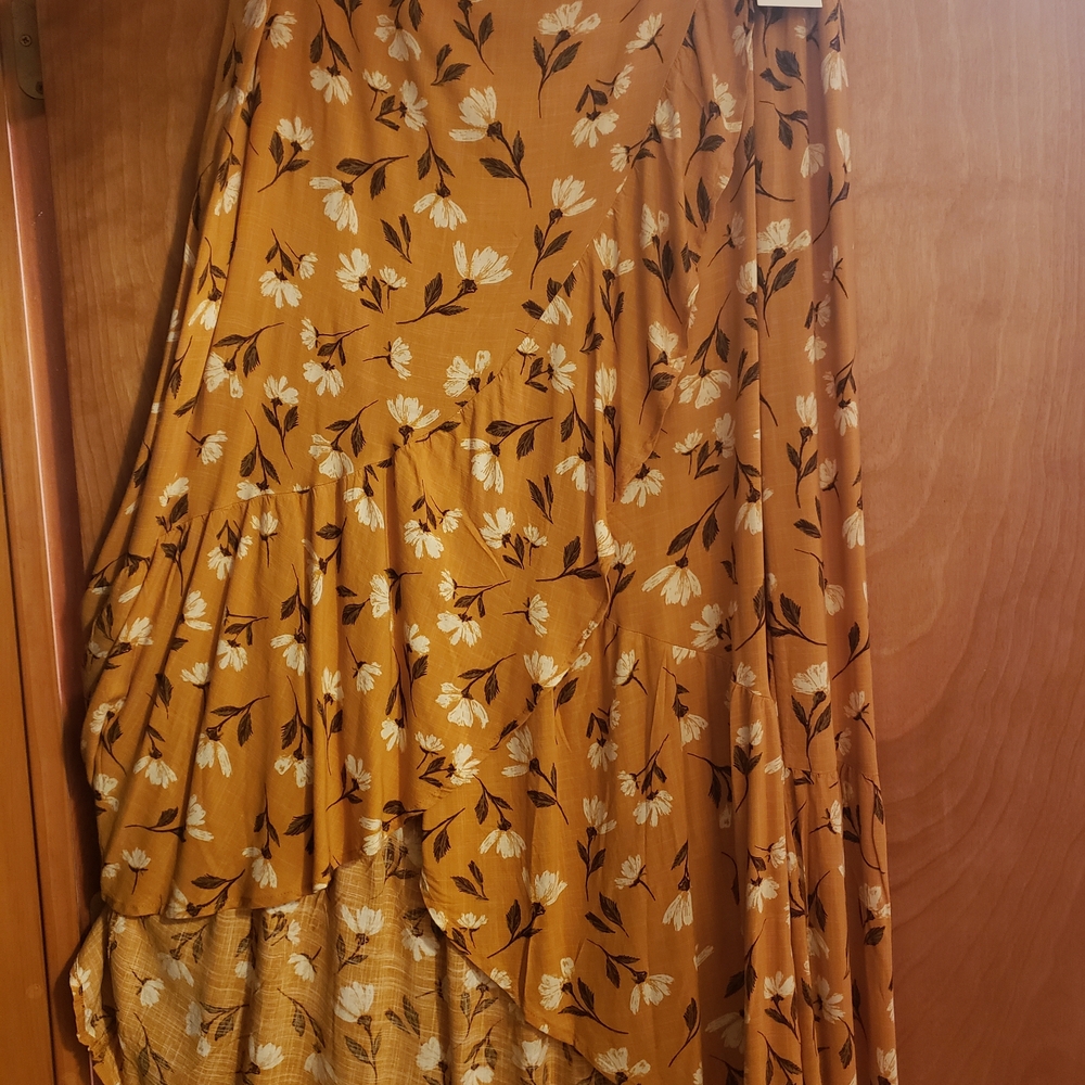 Sonoma Mustard Floral High Low Skirt